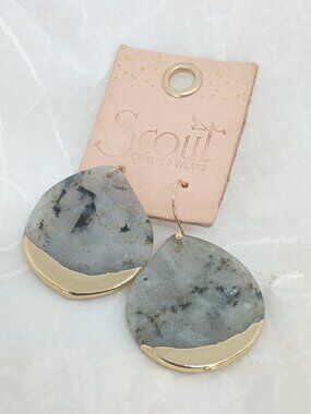 NWT Scout Stone 14k gold Dipped Labradorite Statement Dangle/Drop Earrings